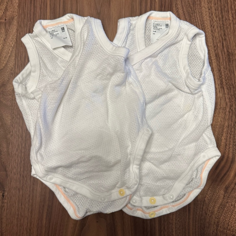 Baby Cotton Mesh Sleeveless Bodysuit (Open Front)